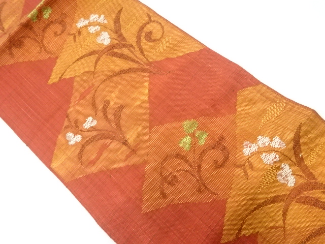 JAPANESE NAGOYA OBI / WOVEN FLORAL PLANTS